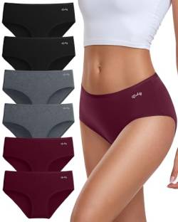 coskefy Unterhosen Damen Baumwolle, 6er Pack Slips Damen Baumwolle Mehrpack, Bequeme Frauen Unterwäsche, Atmungsaktiv Panties Weich von coskefy