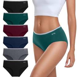 coskefy Unterhosen Damen Baumwolle, 6er Pack Slips Damen Baumwolle Mehrpack, Bequeme Frauen Unterwäsche, Atmungsaktiv Panties Weich von coskefy