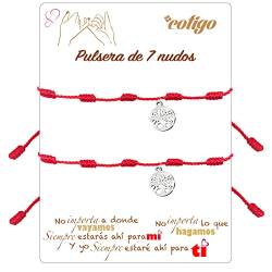 cotigo Armband aus rotem Garn, mit Edelstahl, für Suer, Freundschaft und Amulett, Armband für Paare, Liebe, verstellbar, Schutz vor bösen Augen, Männer und Frauen, von cotigo
