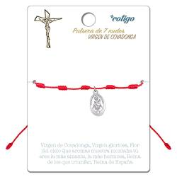 cotigo Armband mit 7 Knoten Rot - mit Heiligen oder Jungfrau aus Edelstahl - Glücksbringer und Schutz - Armband mit bösen Augen für Paare und Freundschaft - verstellbar - Armband aus rotem Garn von cotigo