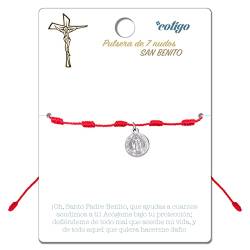 cotigo Armband mit 7 Knoten Rot mit Heiligen oder Jungfrau aus Edelstahl - Glücksbringer und Schutz bösen Augen für Paare und Freundschaft - verstellbar für Damen und Herren von cotigo