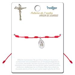 cotigo Armband mit 7 Knoten Rot - mit Heiligen oder Jungfrau aus Edelstahl - Glücksbringer und Schutz bösen Augen für Paare und Freundschaft - verstellbar für Männer und Frauen von cotigo