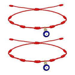 cotigo Armband mit 7 Knoten-rotem Faden des Schicksals, Kabbalah Kordelzug für Glück, Freundschaft, Tibetisch und Amulett, verstellbar, Blickschutz, für Paare-Herren und Damen von cotigo