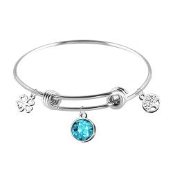 cotigo Damen-Armband mit Geburtsstein, Armband aus Edelstahl, Glücksbringer und Schutzschmuck, Geburtstagsgeschenke für Damen (Dezember - Türkis) von cotigo