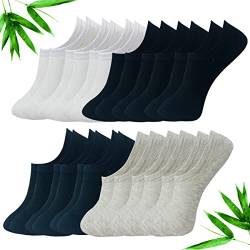cotigo Kurze Socken aus Bambusfaser, 12 Paar, atmungsaktiv und geruchshemmend, unsichtbare Socken mit rutschfestem Silikon – Söckchen für Damen oder Herren (35–40) von cotigo
