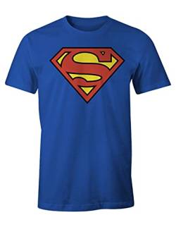 COTTON DIVISION Herren Superman Logo Classique T-Shirt, Bleu (Cobalt), Groß von cotton division