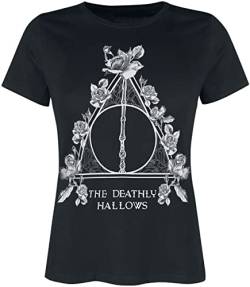 Harry Potter Deathly Hallows Flowers Frauen T-Shirt schwarz M von cotton division