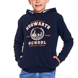 Harry Potter Kids - Hogwarts School Unisex Kapuzenpullover Navy 116 von cotton division