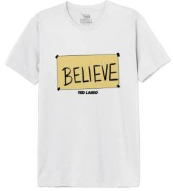 Ted Lasso « Believe » METEDLASTS014 T-Shirt Herren, Weiß, Größe M von cotton division