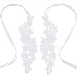 craspire 2 Stück Sexy Spitzen-Stickerei-Fußkettchen Mit Zehenring, Blumenmuster, Barfuß-Sandalen, Fußschmuck, Weiß, Für Hochzeit, Abschlussball, Party, Brautschmuck, Strand, Schmuck Für Frauen von craspire