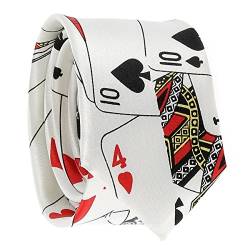 Krawatte mit Kartenspiel, Weiß – Krawatte Fantasie Original, Poker Casino, weiß, One size von cravateSlim