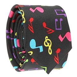 Krawatte mit Musiknoten bunt – Krawatte für Herren – originelles Motiv Neon auf schwarzem Hintergrund von cravateSlim