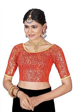 crazy bachat Damen-Bluse mit indischem Designer, bedruckt, dehnbar, Rot von crazy bachat