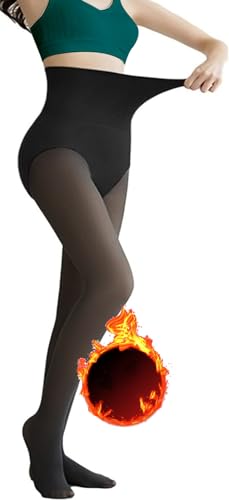 crazy bean Leggings Damen Warmer Winter Strumpfhose Hohe Taille Dehnbare Thermostrumpfhose Dicke Samt Pantyhose Durchscheinend(Schwarz Transluzent) von crazy bean