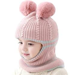 crazy bean Warme Wintermütze für Kinder Kapuzenschal Schal 3 in 3 Warme Strickmütze Süße Kindermützen Gegen Erfrierungen von crazy bean