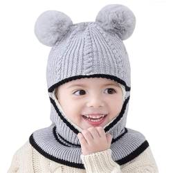 crazy bean Warme Wintermütze für Kinder Kapuzenschal Schal 3 in 5 Warme Strickmütze Süße Kindermützen Gegen Erfrierungen von crazy bean