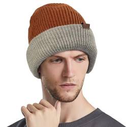 crazy bean Winter Beanie Mütze Strickmütze Classics Wintermütze Doppelt Beanie Herren Damen（Kaffee） von crazy bean