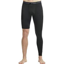 crazynekos Herren Basketball Single Leg Tight Sporthose 1/2 One Leg Compression Pants Athletic Base Layer Unterwäsche, Schwarz-links-lang, 31-35 von crazynekos