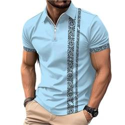 crazynekos Polo T Shirts Herren Reißverschluss Mode Casual Slim Fit Golf Revers Kurzarm T-Shirt, 3, 6XL von crazynekos