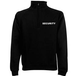 SECURITY ZIP NECK SWEAT-Shirt Schwarz - Brust & Rücken bedruckt, T-Shirt Größe:M von crazzy-shirt