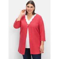 Große Größen: Strickjacke mit Knopfverschluss, aus Bouclé-Qualität, rot, Gr.40-52 von creation L