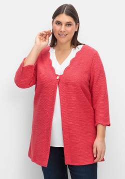 Große Größen: Strickjacke mit Knopfverschluss, aus Bouclé-Qualität, rot, Gr.42 von creation L