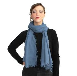 creazioni unique Bambus Schal Damen MADE IN ITALY - Frühling/Sommer Accessoire - Bamboo Scarf Women - Schals & Tücher für Damen (Denim) von creazioni unique