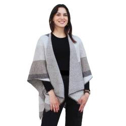 creazioni unique Cape Poncho Damen Winter Warm und Wickelnd Made IN Italy - Wolle Mischung Schal für Frauen - Strick Ponchos & Capes für Damen (Sand/Turteltaube) von creazioni unique