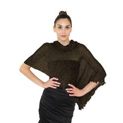 creazioni unique Poncho Damen Elegant ITALIAN DESIGN - Ehefrau und Mutter Geschenk - Thermo-Viskosenetz-Schal für Frauen mit Kirschblüten-Essenz (Gold Schwarz) von creazioni unique