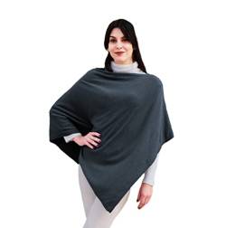 creazioni unique Poncho Damen Winter Elegant und Warm Made IN Italy - Mischung aus Wolle, Viskose und Cashmere Schal für Frauen - Strick Ponchos & Capes für Damen (Mittelgrau) von creazioni unique