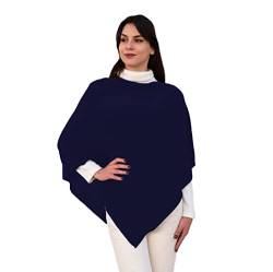 creazioni unique Poncho Damen Winter Elegant und Warm Made IN Italy - Mischung aus Wolle, Viskose und Cashmere Schal für Frauen - Strick Ponchos & Capes für Damen (Nachtblau) von creazioni unique