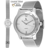 crystal blue Quarzuhr Damen Uhr Mesh silber analog, Gratis Versand von crystal blue