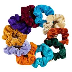 Haargummis Scrunchies Samt (6 Stk) – Weiche Samthaargummi für Frauen, Haarband Skrunchy Scrunchie für Glatte, Wellige, Lockige, Krause, Lange, Dicke und Dünne Haare – Bunte Haar Gummis von cuhair