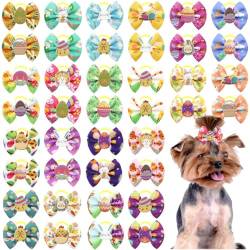 Haarschleifen für Hunde mit Gummibändern, schöne Haarschleifen für Haustiere, für Mädchen, Hunde, Katzen, Haarschleifen, Zubehör, Haargummi, 50 Stück von cuhair