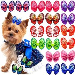 Hundehaar-Accessoires, niedlicher Schmetterling, Katze, Hund, Haarschleifen mit Gummibändern, Hundepflege, Haarknoten, 40 Stück von cuhair