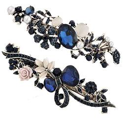 cuhair 2 Stück Vintage Haarschmuck, Strass Haarspangen Blumen-Schmetterlings-Stil Frühling Haarklammer Kralle für Frauen Mädchen (mehrfarbig) von cuhair