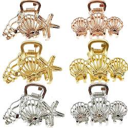 cuhair 6 stücke Shell Seastar Vintage Metall Klaue Haarspangen Hohlkiefer Haarspangen Rutschfeste Haarbackenklemme Clips für Frauen Mädchen Haarschmuck von cuhair