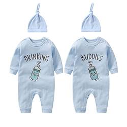 Baby Twins Bodys Twin Drink Buddies Lustiges Baby Outfit Niedlich Baby Einteiler Strampler mit Hut Set von culbutomind