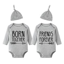 culbutomind Baby-Body für Zwillinge, Best Friends Forever, Doppel-Set, lustig, passende Zwillings-Outfits, Grau Bf Long, 68 von culbutomind