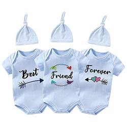 culbutomind Baby-Bodys für beste Freunde, Unisex, Baby-Einteiler mit Mütze, blau, 56 von culbutomind