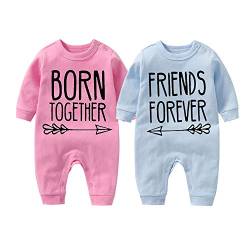 culbutomind Baby Zwillinge Baby Bodys Doppel Ärger süßes Outfit mit Hut Baby Pyjamas Zwillinge Geschenk(PB 0-3 Months) von culbutomind