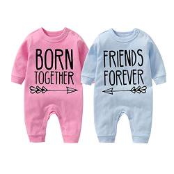 culbutomind Baby Zwillinge Baby Bodys Doppel Ärger süßes Outfit mit Hut Baby Pyjamas Zwillinge Geschenk(PB 10-12Months) von culbutomind