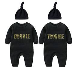 culbutomind Baby Zwillinge Baby Bodys Doppel Ärger süßes Outfit mit Hut Junge Mädchen Baby Pyjamas Zwillinge Geschenk von culbutomind