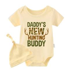 culbutomind Baby Zwillinge Baby Bodys Jungen Outfit Daddys New Jagd Buddy Neugeborene Kleidung Baby Mädchen Strampler(Yellow hayi Hunting Buddy 6m) von culbutomind