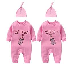 culbutomind Baby Zwillinge Body Junge Mädchen Strampler Trinkfreunde Baby Geschenke zur Geburt（pink DB 9M） von culbutomind