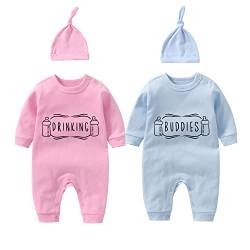 culbutomind Baby Zwillinge Body Trinkfreunde Neugeborene Baby Strampler Junge Mädchen Baby Zwillinges Geschenk Fun Babykleidung Mit Babymütze(pb 6m) von culbutomind