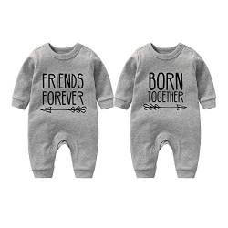 culbutomind Baby Zwillinge Strampler Beste Freunde Für Immer Fun Baby Geschenke Geburt Erstausstattung(Beste Freunde grau 12M) von culbutomind