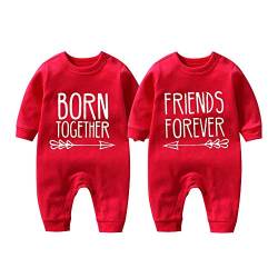 culbutomind Baby Zwillinge Strampler Beste Freunde Für Immer Fun Baby Geschenke Geburt Erstausstattung(Rot 12M) von culbutomind