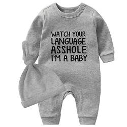 culbutomind Baby Zwillinge Strampler Body Junge Mädchen Achte Auf Deine Sprache Fun Baby Geschenke Geburt Lustig Babykleidung(Grau Watch Your, 68) von culbutomind