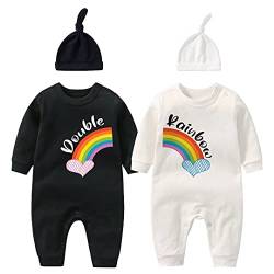 culbutomind Baby Zwillinge Strampler Body Junge Mädchen Doppelter Regenbogen Fun Baby Geschenke Geburt Lustig Babykleidung(Regenbogen black w 3m) von culbutomind